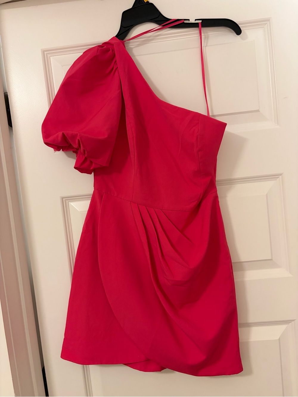 DO+BE One-Shoulder Puff Sleeve Mini Dress in Hot Pink